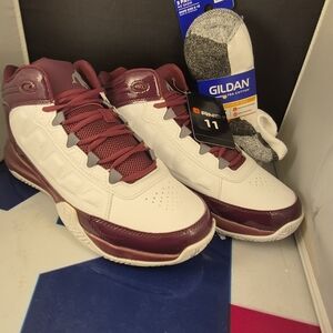 Men's  And 1 With 3 Pairs New Socks White and Burgundy Athletic Shoes